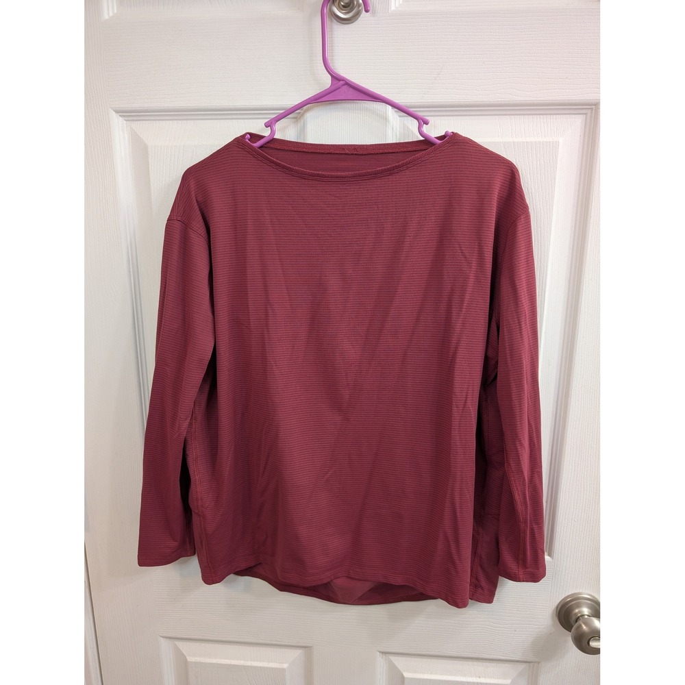 Lululemon Long Sleeve Top Womens Mulled Wine Metallic Micro Stripe - Size 12